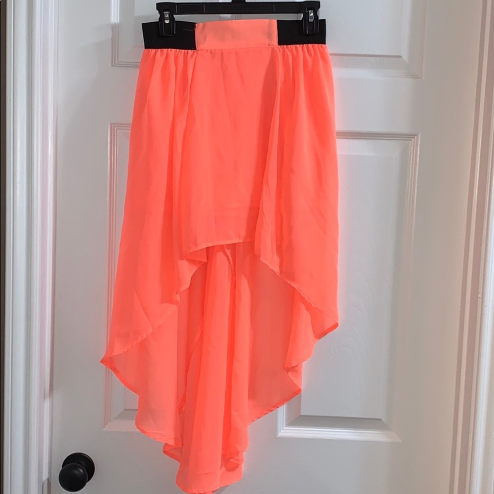 Coral/Orange High-Low Layered Skirt